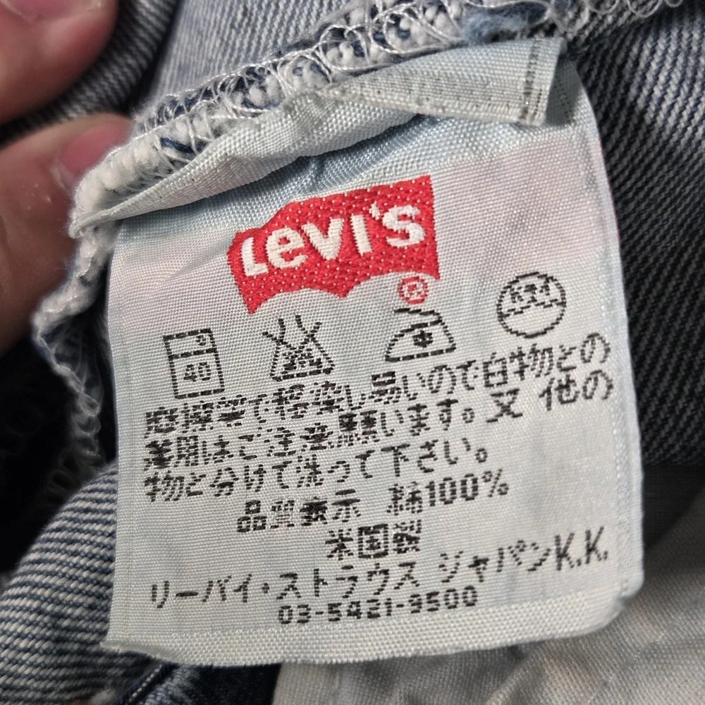 VTG Levis‎ 501 Jeans Mens Straight USA 90s Faint Stains Altered Hem Fits 30x28